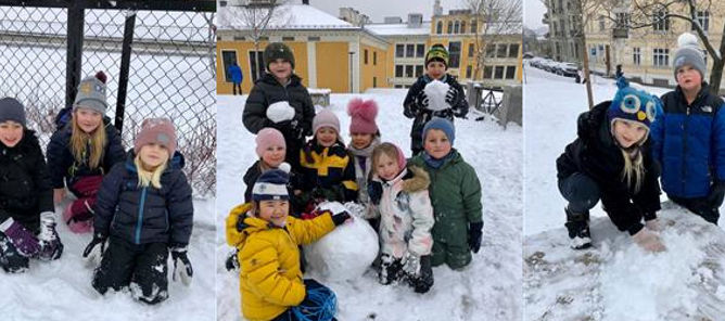 2B koser seg i snøen