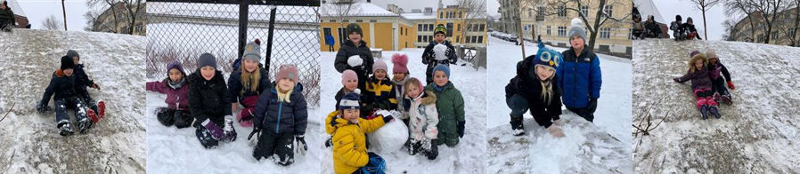 2B koser seg i snøen