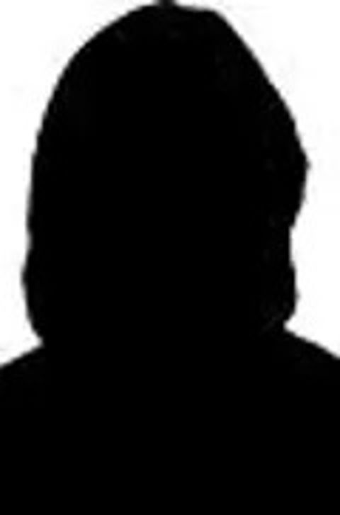 a black and white image of a person's head
