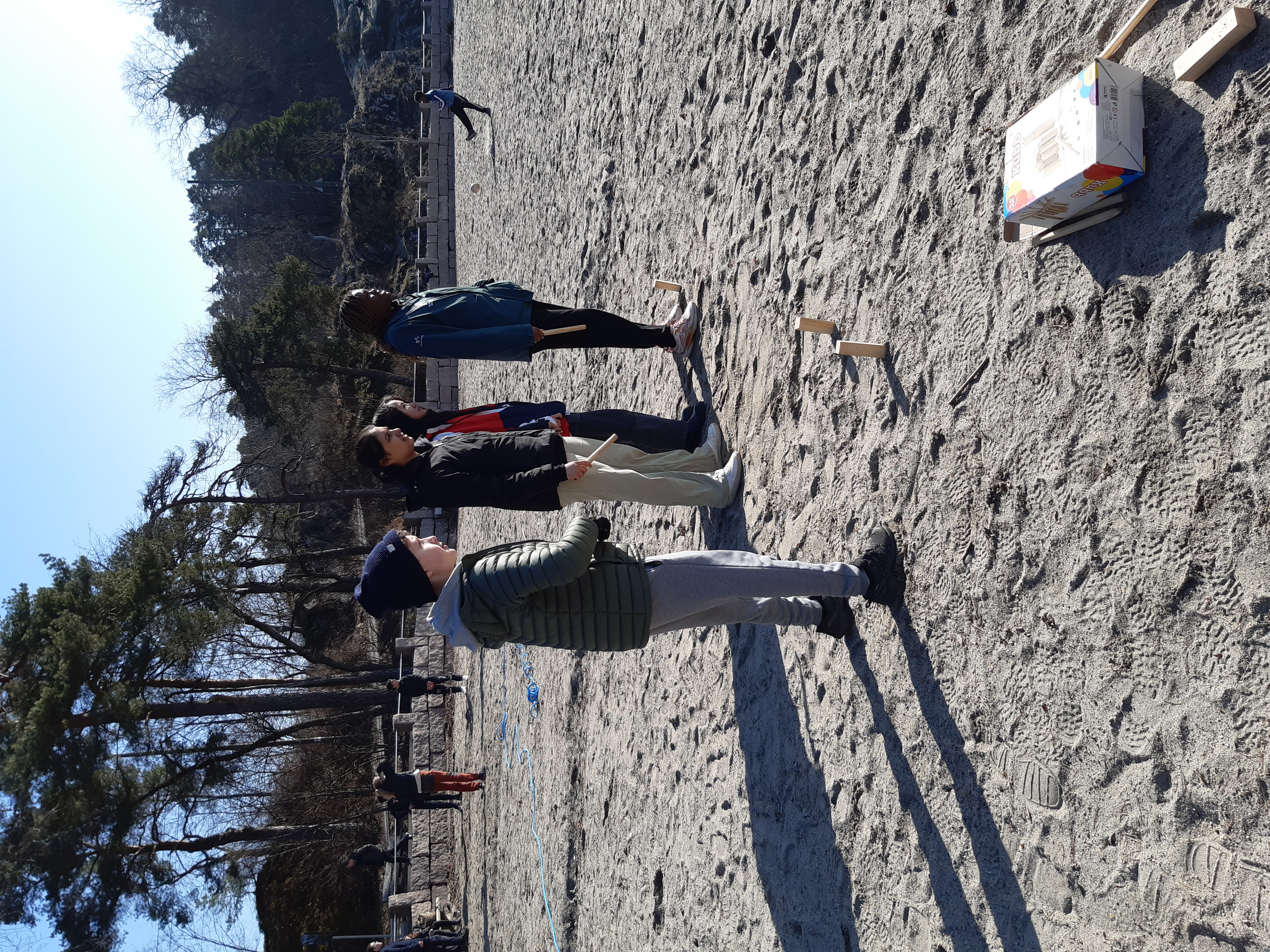 en gruppe mennesker som står på en steinsti